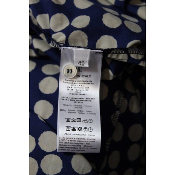 R DERWIN Litchfield Sz 40 S 4 Blue Beige Polka Dot Belted Shirt Dress - Picture 3 of 10